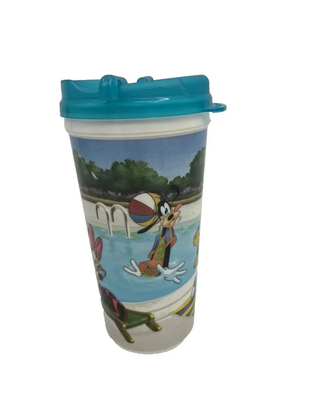 Disney Parks Mickey Minnie Donald Duck Souvenir Travel Cup Mug Teal Handle
